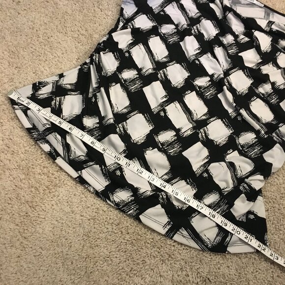 B&W Canadian Spy Movie Paint Blotched Ruched Waist Cowl Neck Tank Top - Picture 14 of 15